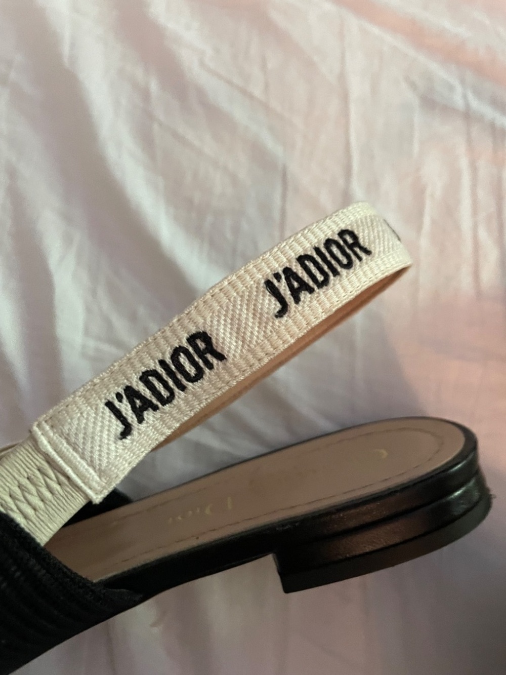 $990 Christian Dior Black Technical Canvas Ribbon J Adior Slingback Flats Sz 37 - Picture 6 of 16
